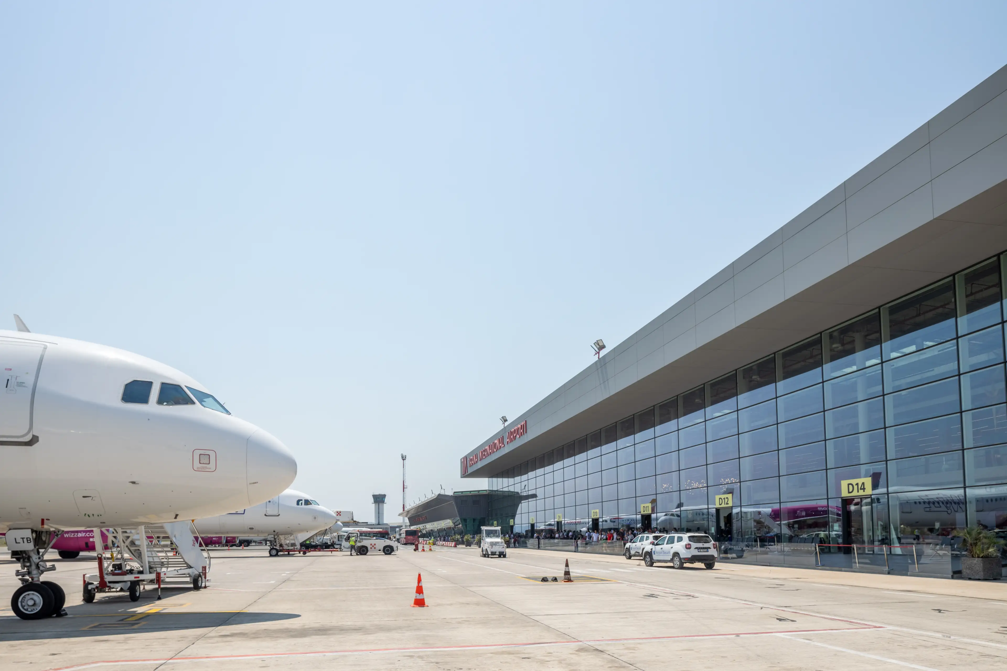 Aircraft and terminal at Tirana International Airport